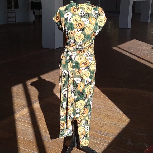 Donna Morgan yellow and green gathered wrap waist maxi dress - Picture 11 of 12